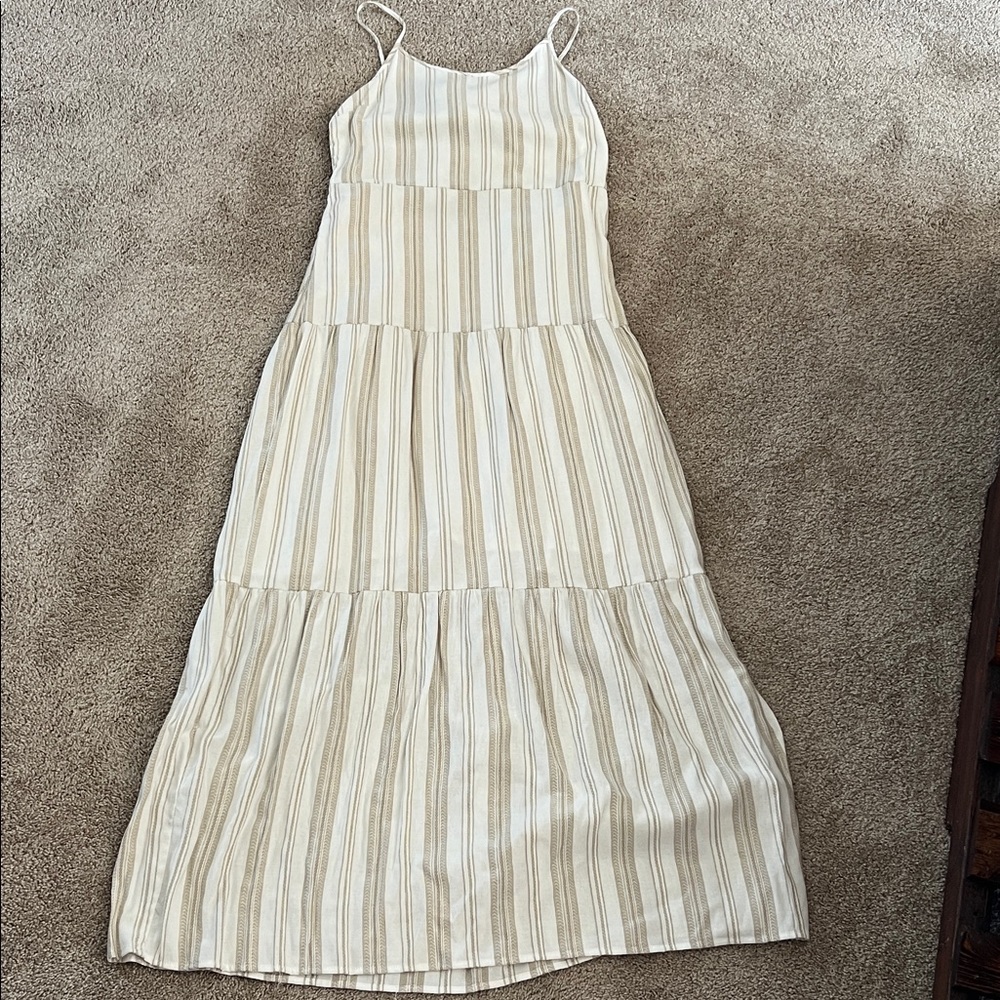 Hem and Thread white and cream maxi dress